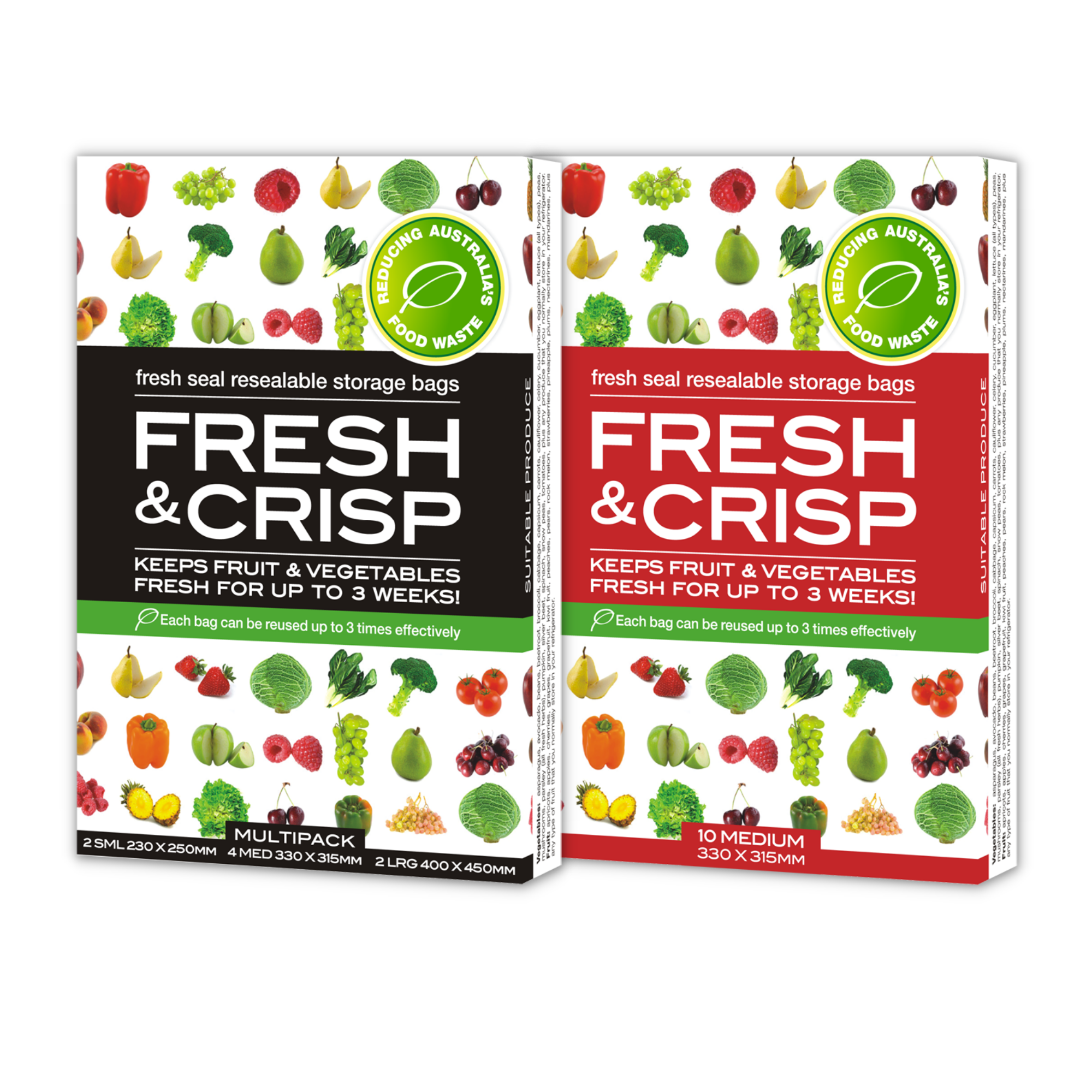 Extending the life of fruit and veggies is easy with Fresh & Crisp. The fruit and veggie storage bags are great for slowing the deterioration of fruit and veggies.